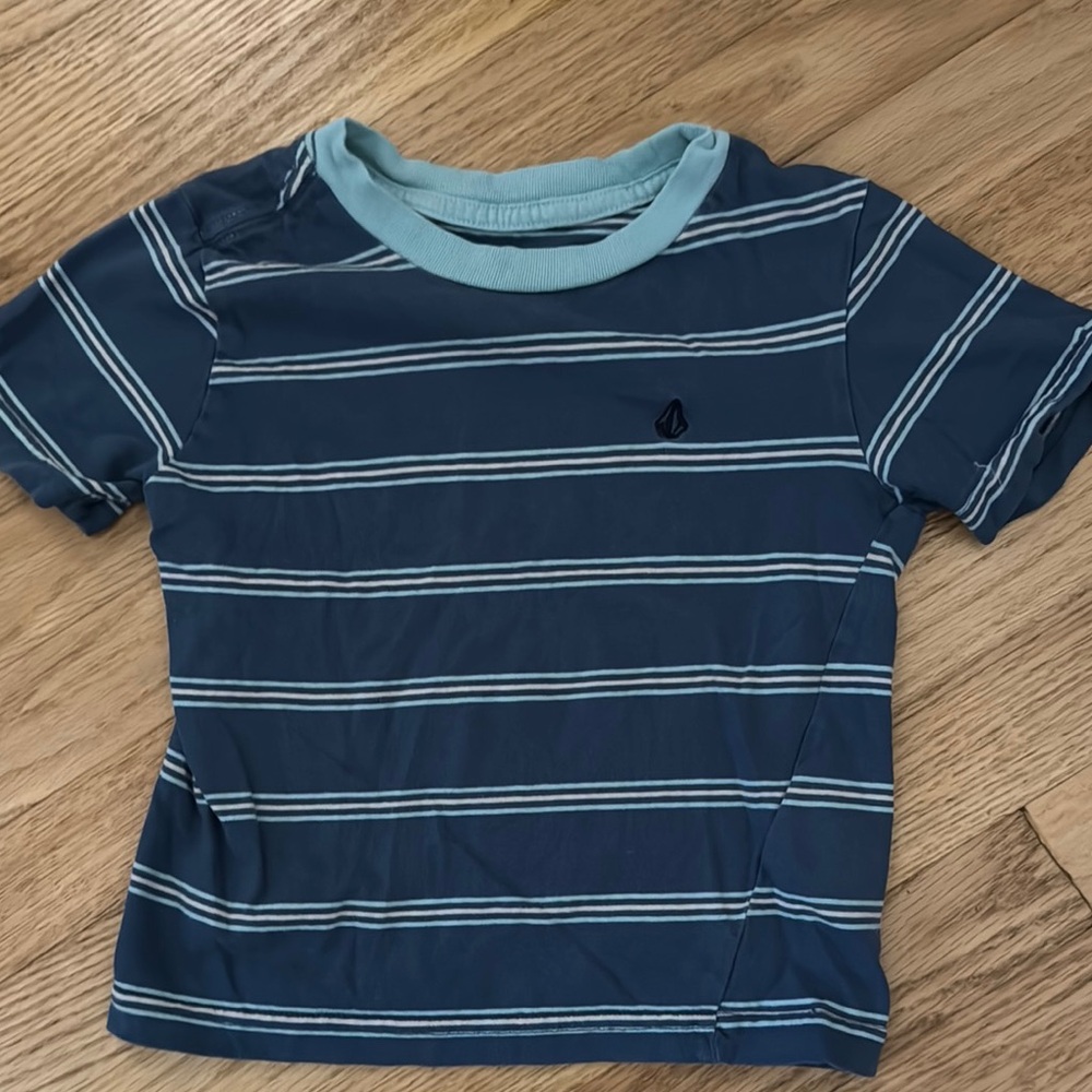 Volcom Blue Striped Short Sleeve Tee